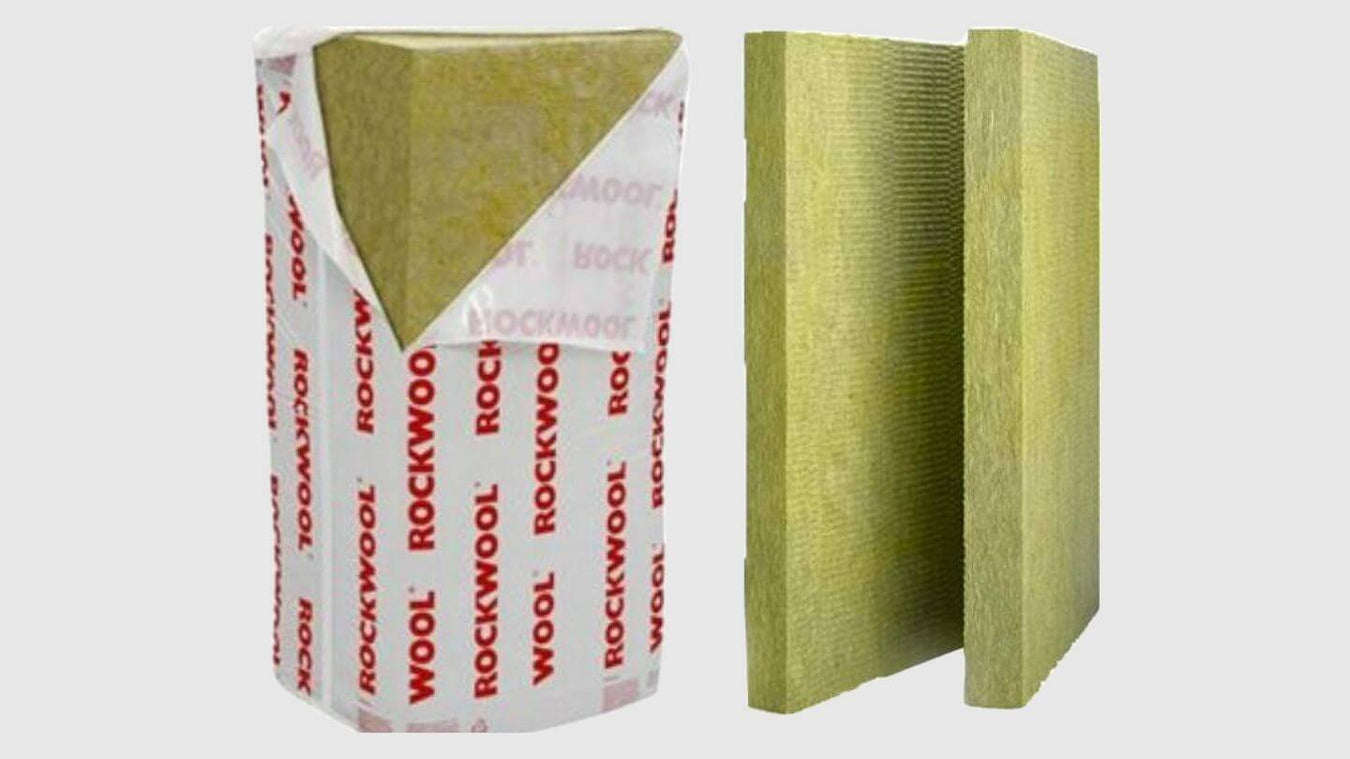 Rockwool insulation pack opened showing two insulation slabs from Wade Building Supplies, UK